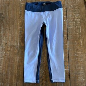 Athleta Girl Spring it On Blue Color Block Capri Leggings, Girls Size M (8/10)